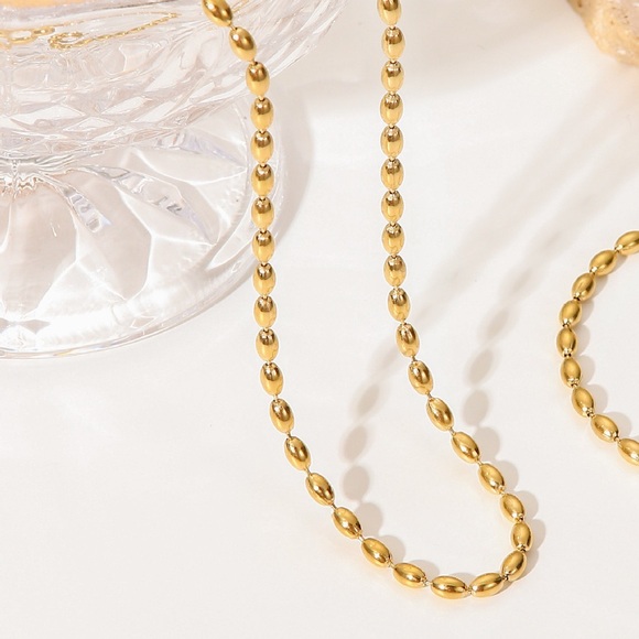 18K Gold Plated Beaded Necklace*Gold Nuggets Necklace*Dainty Waterproof*ZX - Picture 4 of 8